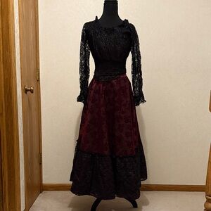 Maroon and Lace Spanish Performance Dress